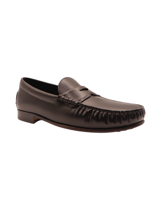 Tods Leather Ruched Moccasin Penny Loafers