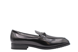 Tods Polished Leather Buckle Loafers Black