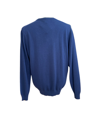 ETRO Navy Cashmere V-Neck Long-Sleeved Sweater
