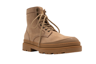 Brunello Cucinelli Suede Lace-Up Combat Boots with Lug Sole
