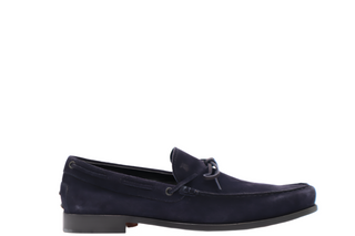 Tods Dark Navy Blue Suede Laccetto Loafers