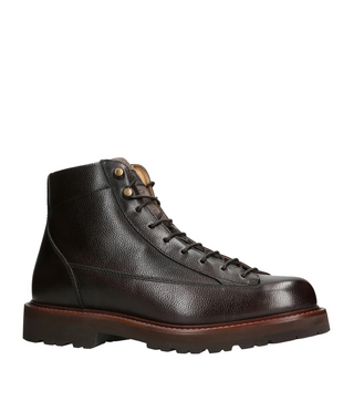 Brunello Cucinelli Mens Leather Boots in Dark Brown