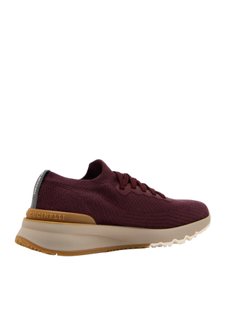 Brunello Cucinelli Mens Knit Sneakers in Red