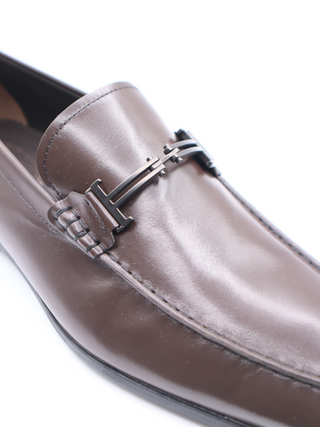 Tods Brown Leather Buckle Mocassino Loafers
