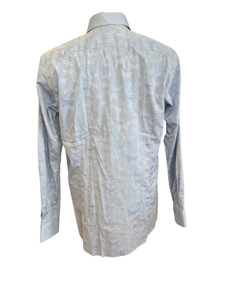 ETRO Light Blue Jacquard Leopard Cat Print Button-Down Shirt