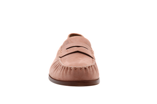 Tods Pale Pink Suede Ruched Moccasin Loafer