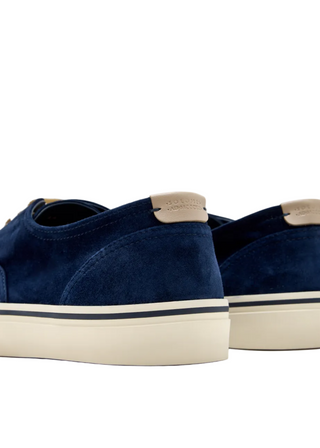 Brunello Cucinelli Mens Reversed Calfskin Sneakers in Navy