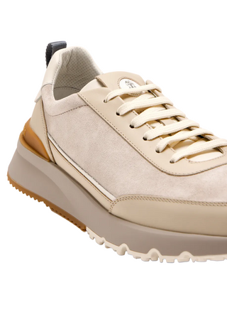 Brunello Cucinelli Logo Embossed Lace-Up Sneakers In Beige
