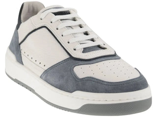 Brunello Cucinelli White and Grey Panelled Low-Top Sneakers