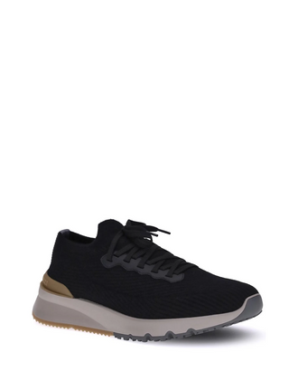 Brunello Cucinelli Mens Knitted Sock Sneakers in Black