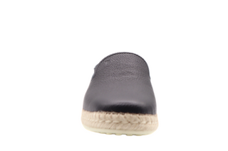 Tods Grained Leather Folding-Back Espadrille Loafers Navy