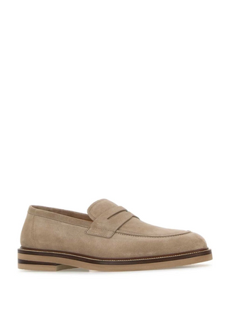 Brunello Cucinelli Round Toe Penny Loafers In Light Brown