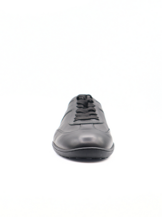 Tods Black Leather Lace-Up Sneakers with Side Stripe