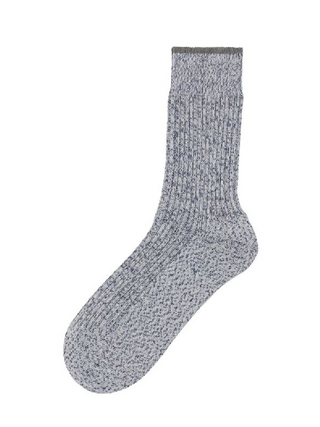 Brunello Cucinelli Marled Ribbed Crew Socks with Contrast Cuff