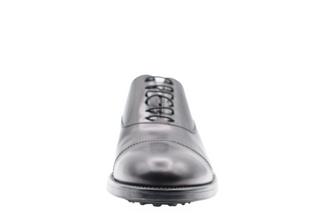 Tods Shiny Black Leather Lace-Up Cap-Toe Oxfords