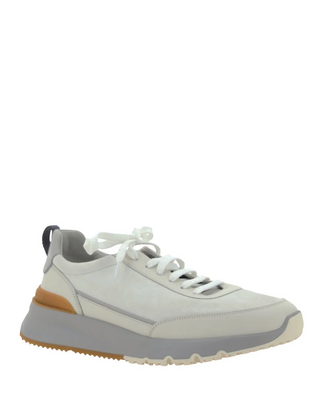 Brunello Cucinelli Logo Embossed Lace-Up Sneakers In White