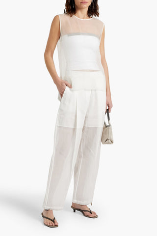 BRUNELLO CUCINELLI BEAD-EMBELLISHED SILK-ORGANZA TOP - Size XS