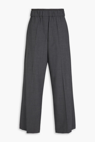 BRUNELLO CUCINELLI BEAD-EMBELLISHED WOOL-BLEND WIDE-LEG PANTS - Size 42