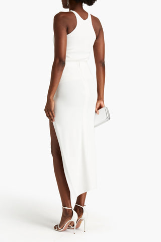 HERVÉ LÉGER SPLIT-FRONT RIBBED-KNIT MIDI SKIRT - Size S