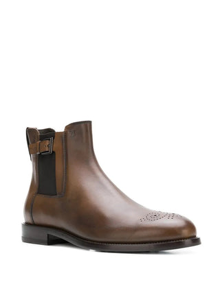Tods Tod's Leather Chelsea Boots with Brogue Detail and Buckle