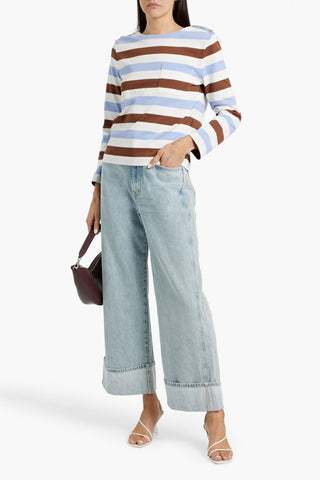 VERONICA BEARD HOVEY STRIPED COTTON TOP - Size S