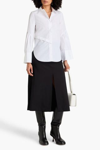 3.1 PHILLIP LIM BUTTON-DETAILED COTTON-BLEND POPLIN SHIRT - Size 2
