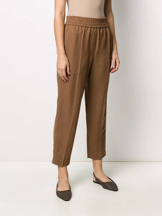 Brunello Cucinelli Textured Elasticated Waist Tapered Trousers