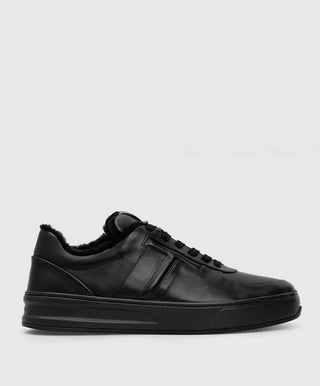 Tods Leather Low-Top Fur-Lined Sneakers