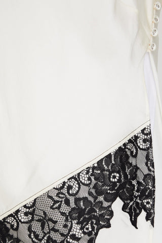 3.1 PHILLIP LIM LACE-TRIMMED LAYERED COTTON-JERSEY AND SATIN TANK - Size L