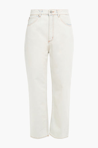 SANDRO ZEBRAN PRINTED BLEACHED HIGH-RISE STRAIGHT-LEG JEANS - Size 42