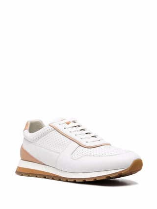 Brunello Cucinelli Perforated Leather Low-Top Sneakers with Contrast Trim