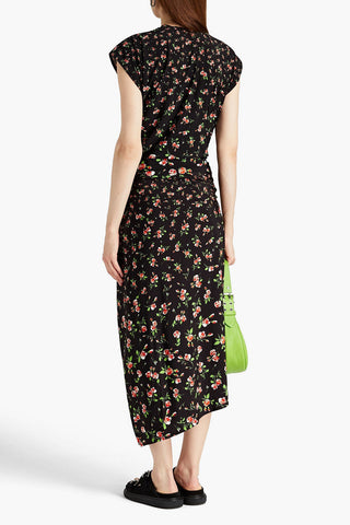 RABANNE WRAP-EFFECT FLORAL-PRINT STRETCH-JERSEY SKIRT - Size 36