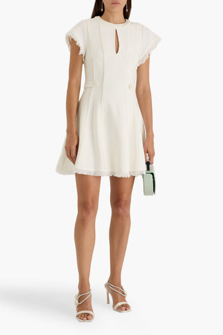 SIMKHAI ANIELLE FRINGED CUTOUT TWEED MINI DRESS - Size 6