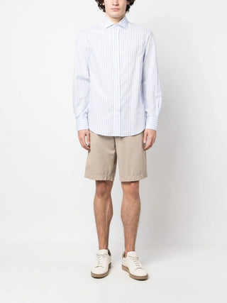Brunello Cucinelli Cotton Striped Point-Collar Shirt