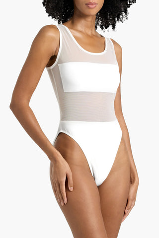NORMA KAMALI DASH DASH MIO MESH-PANELED SWIMSUIT - Size M
