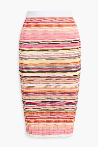 MISSONI SPACE-DYED RIBBED COTTON-BLEND SKIRT - Size 38