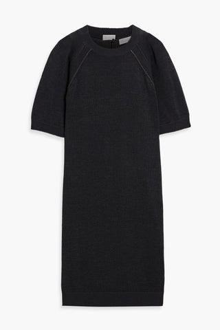BRUNELLO CUCINELLI BEAD-EMBELLISHED COTTON MINI DRESS - Size M