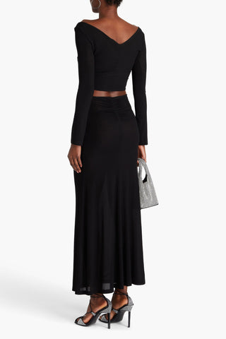 RABANNE STUDDED CUPRO-BLEND JERSEY MAXI SKIRT - Size 36