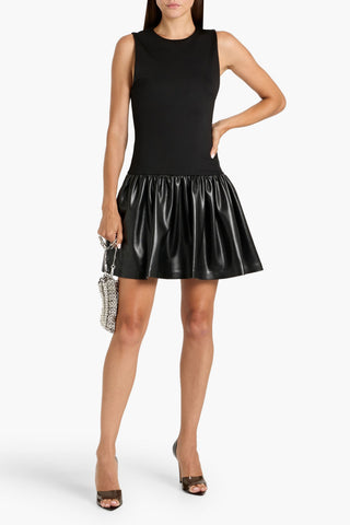 ALICE + OLIVIA ELLA FLUTED JERSEY-PANELED MINI DRESS - Size 8
