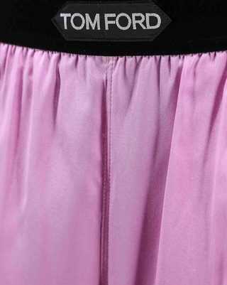 Tom Ford Satin Wide-Leg Trousers with Logo Waistband