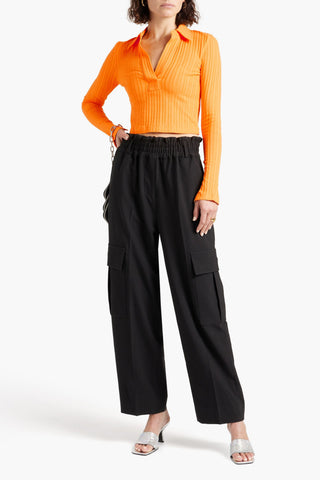 HELMUT LANG CROPPED RIBBED COTTON-JERSEY TOP - Size S
