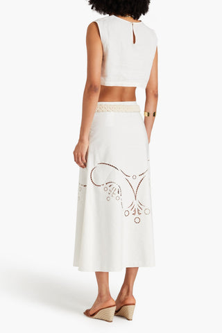 CHLOÉ BRODERIE ANGLAISE MIDI SKIRT - Size 44