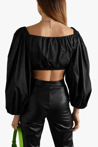 ZEYNEP ARCAY CROPPED GATHERED COTTON-BLEND POPLIN TOP - Size 2