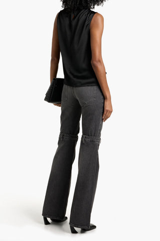 RAG & BONE JULIE DRAPED SATIN-CREPE TOP - Size S