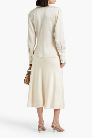 HELMUT LANG DRAPED STAIN-CREPE WRAP BLOUSE - Size XL