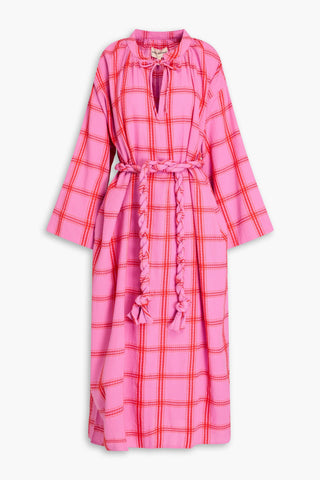 MARA HOFFMAN LYSA CHECKED COTTON-JACQUARD MIDI DRESS - Size 4XL