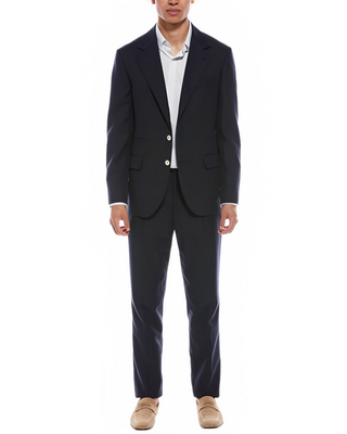 Brunello Cucinelli Wool Single-Breasted Two-Piece Suit Grey-Blue