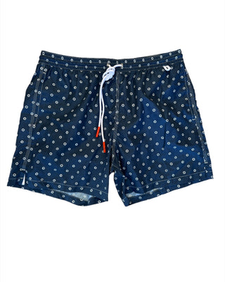 ISAIA Isaia Circle Print Drawstring Swim Trunks Navy