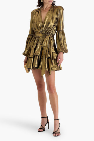 BRONX AND BANCO BEDOUIN RUFFLED LAM MINI DRESS - Size 6