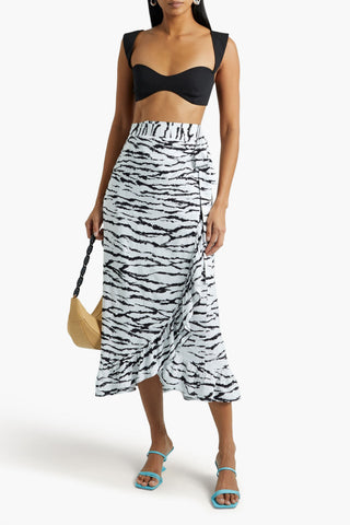 MELISSA ODABASH DANNI RUFFLED VOILE MIDI WRAP SKIRT - Size S
